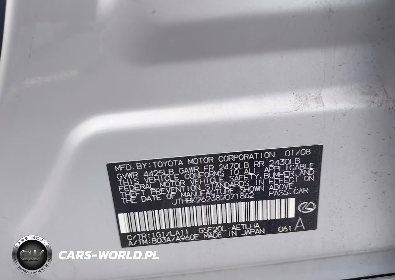 2008 Lexus Is 250 VIN:JTHBK262382071862 - 9