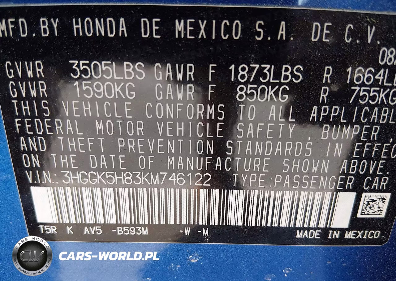 2019 Honda Fit Ex VIN:3HGGK5H83KM746122 - 9