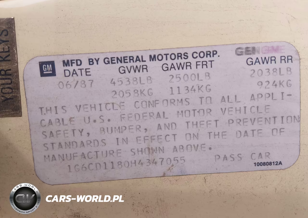 1987 Cadillac Deville VIN:1G6CD1180H4347055 - 9
