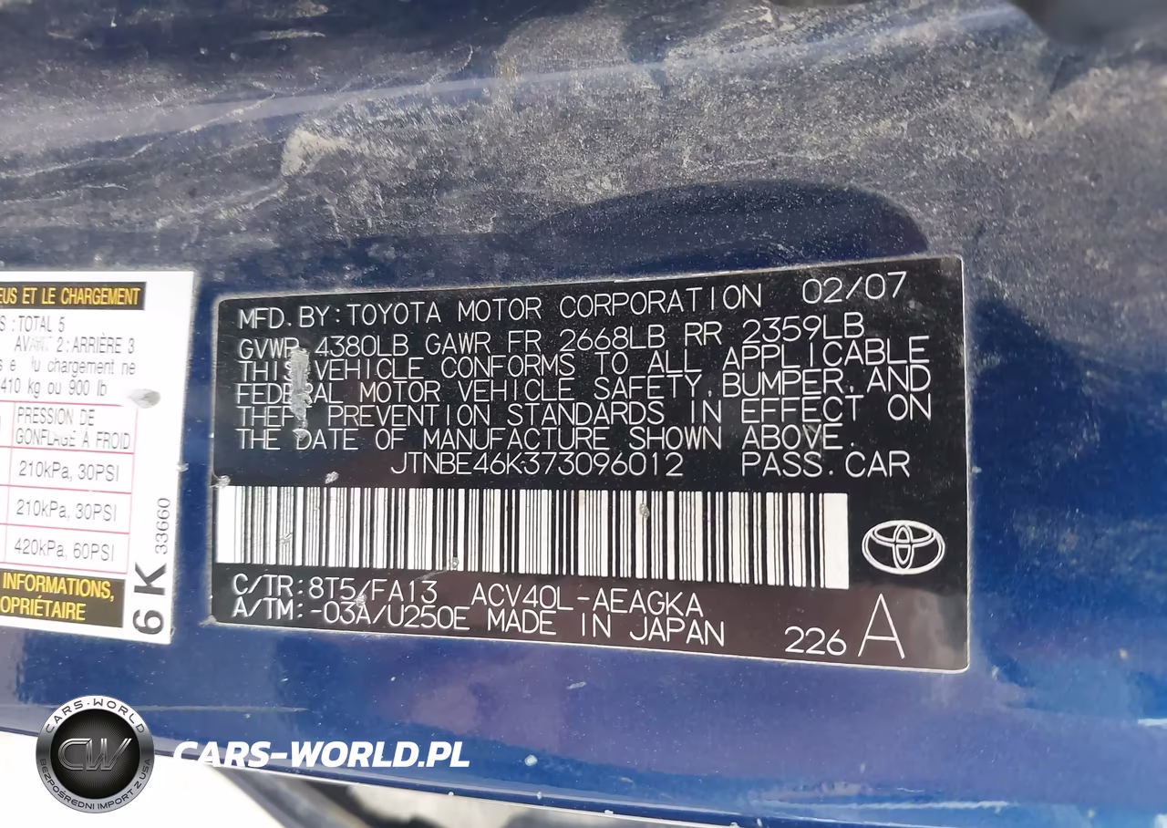 2007 Toyota Camry Xle VIN:JTNBE46K373096012 - 9