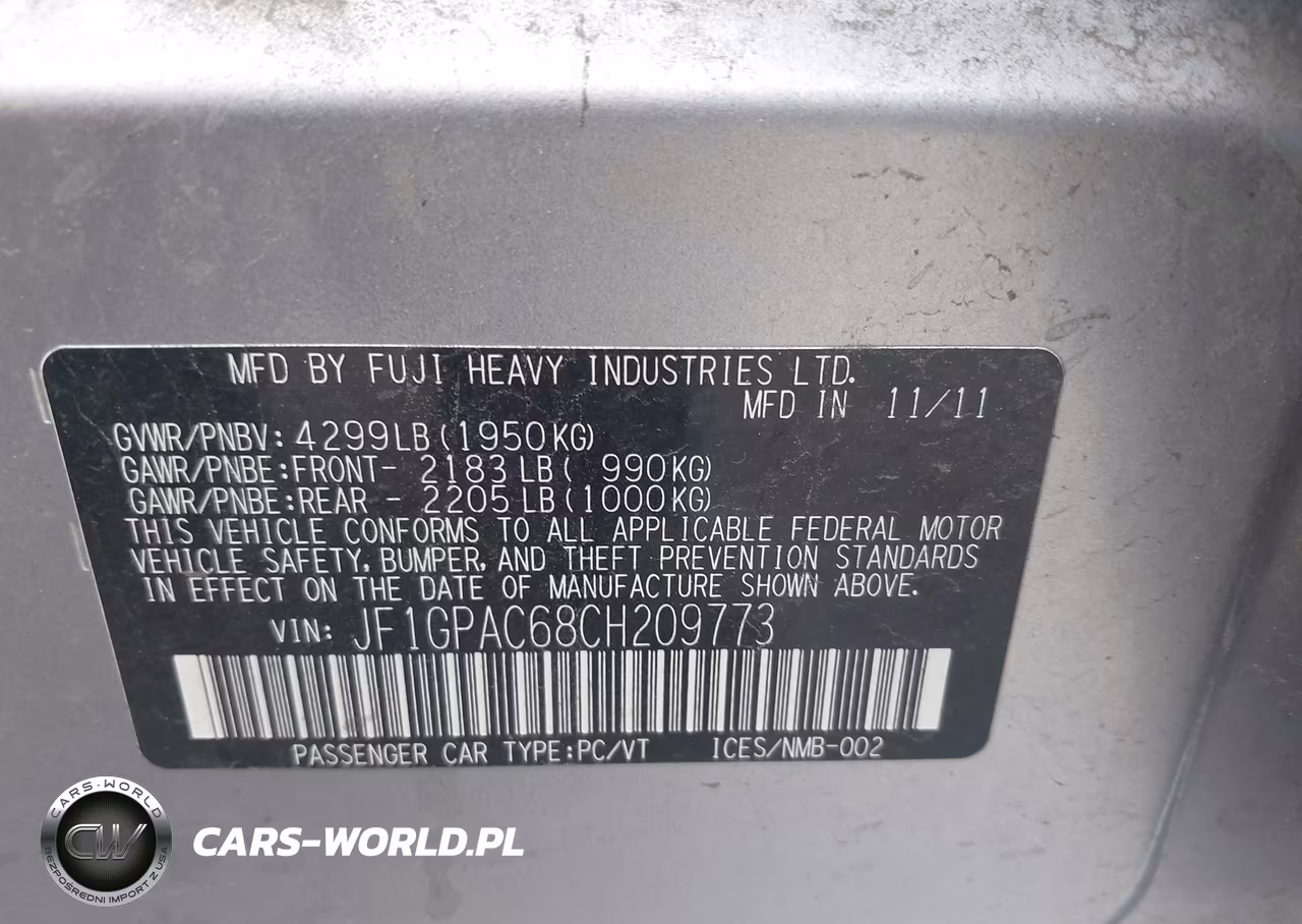 2012 Subaru Impreza 2.0I Premium VIN:JF1GPAC68CH209773 - 9