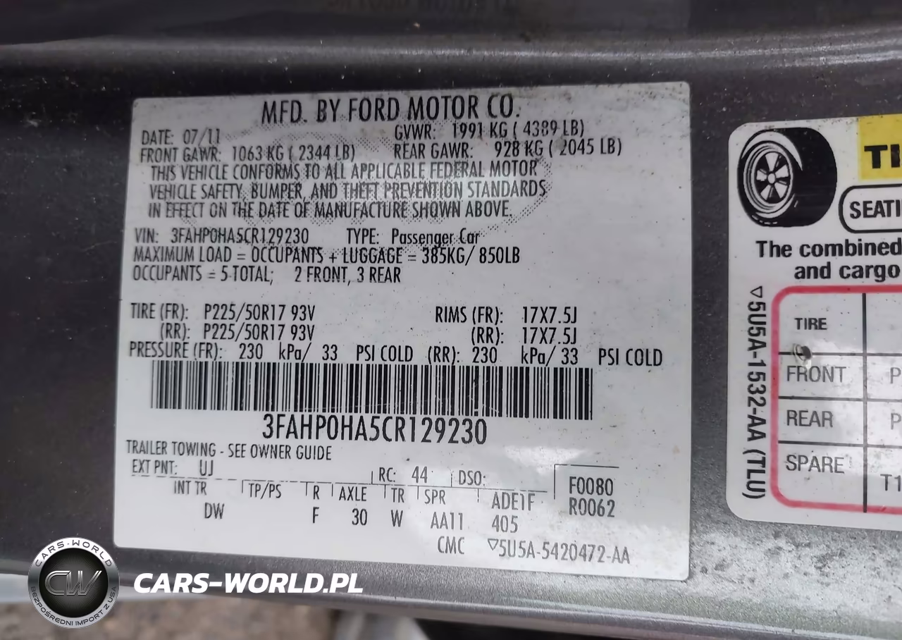2012 Ford Fusion Se VIN:3FAHP0HA5CR129230 - 9