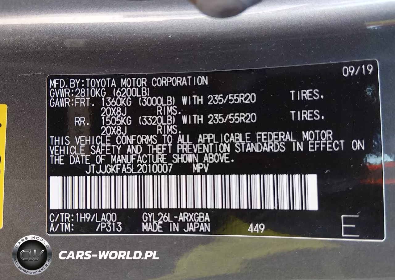 2020 Lexus Rx 450Hl Luxury VIN:JTJJGKFA5L2010007 - 9