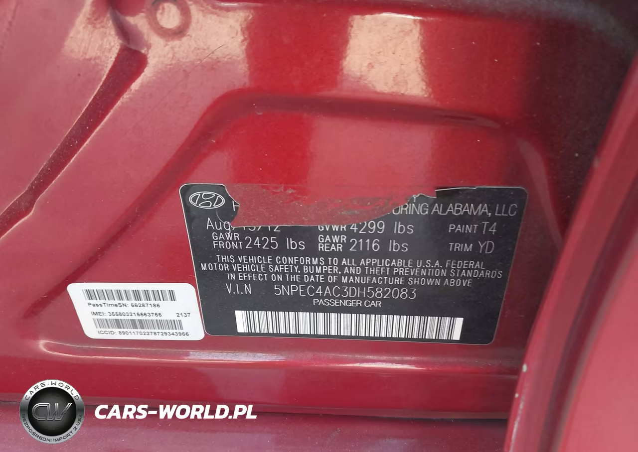 2013 Hyundai Sonata Limited VIN:5NPEC4AC3DH582083 - 9