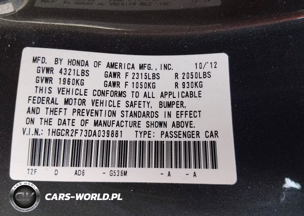 2013 Honda Accord Ex VIN:1HGCR2F73DA039881 - 17