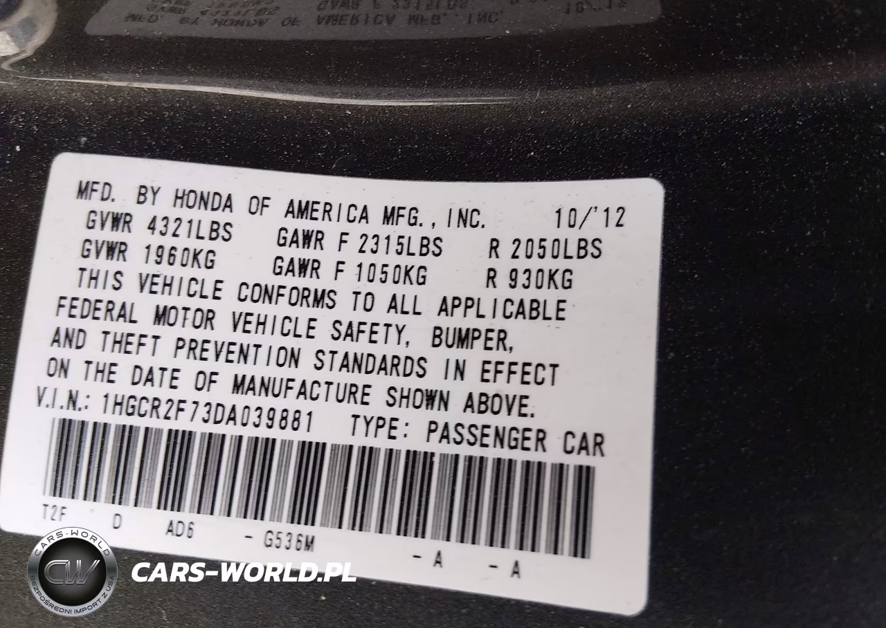 2013 Honda Accord Ex VIN:1HGCR2F73DA039881 - 9