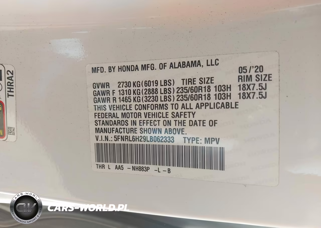 2020 Honda Odyssey Lx VIN:5FNRL6H29LB062333 - 9