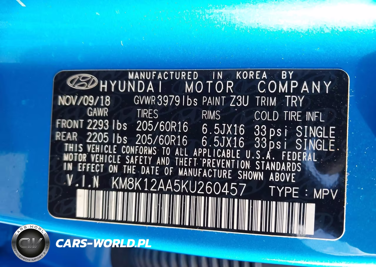 2019 Hyundai Kona Se VIN:KM8K12AA5KU260457 - 9