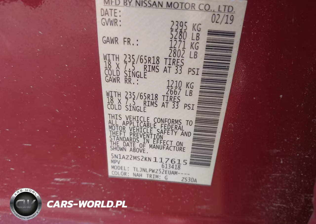 2019 Nissan Murano S VIN:5N1AZ2MS2KN117615 - 9