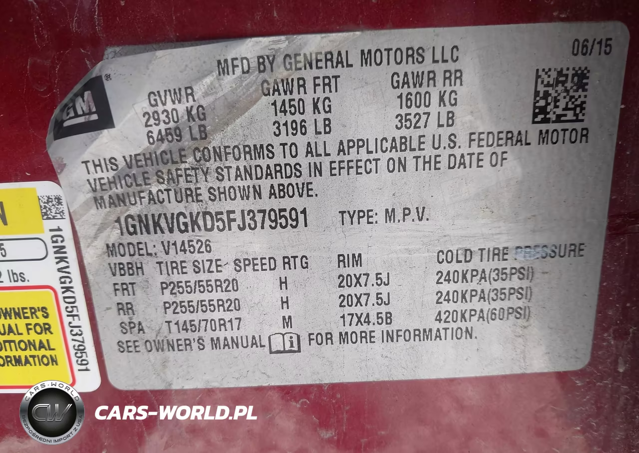 2015 Chevrolet Traverse 1Lt VIN:1GNKVGKD5FJ379591 - 9