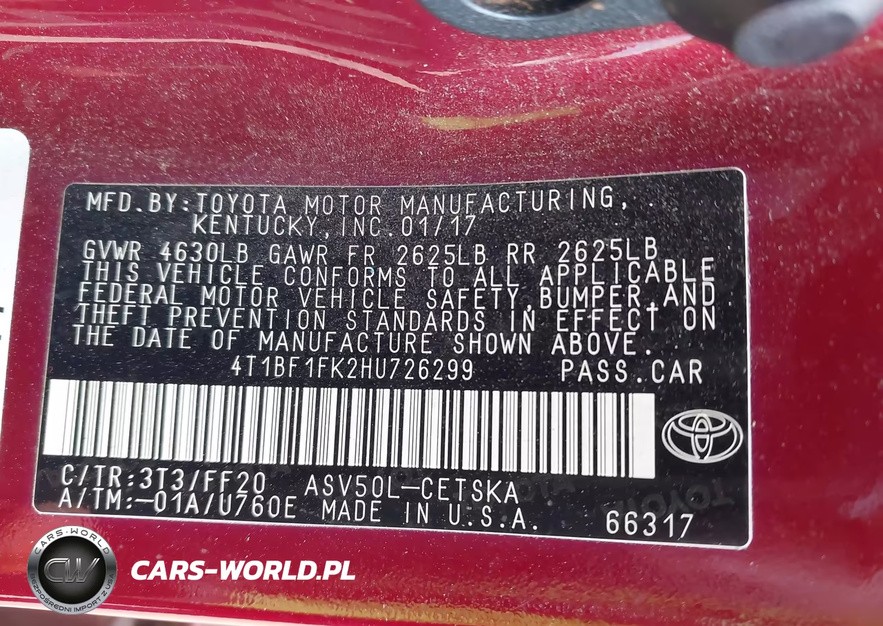 2017 Toyota Camry Se VIN:4T1BF1FK2HU726299 - 9