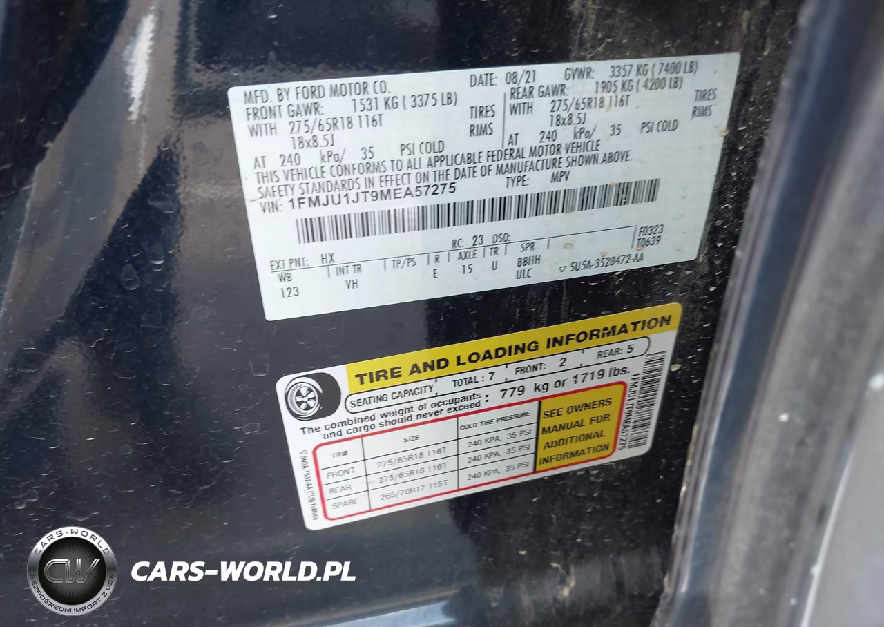 2021 Ford Expedition Xlt VIN:1FMJU1JT9MEA57275 - 9