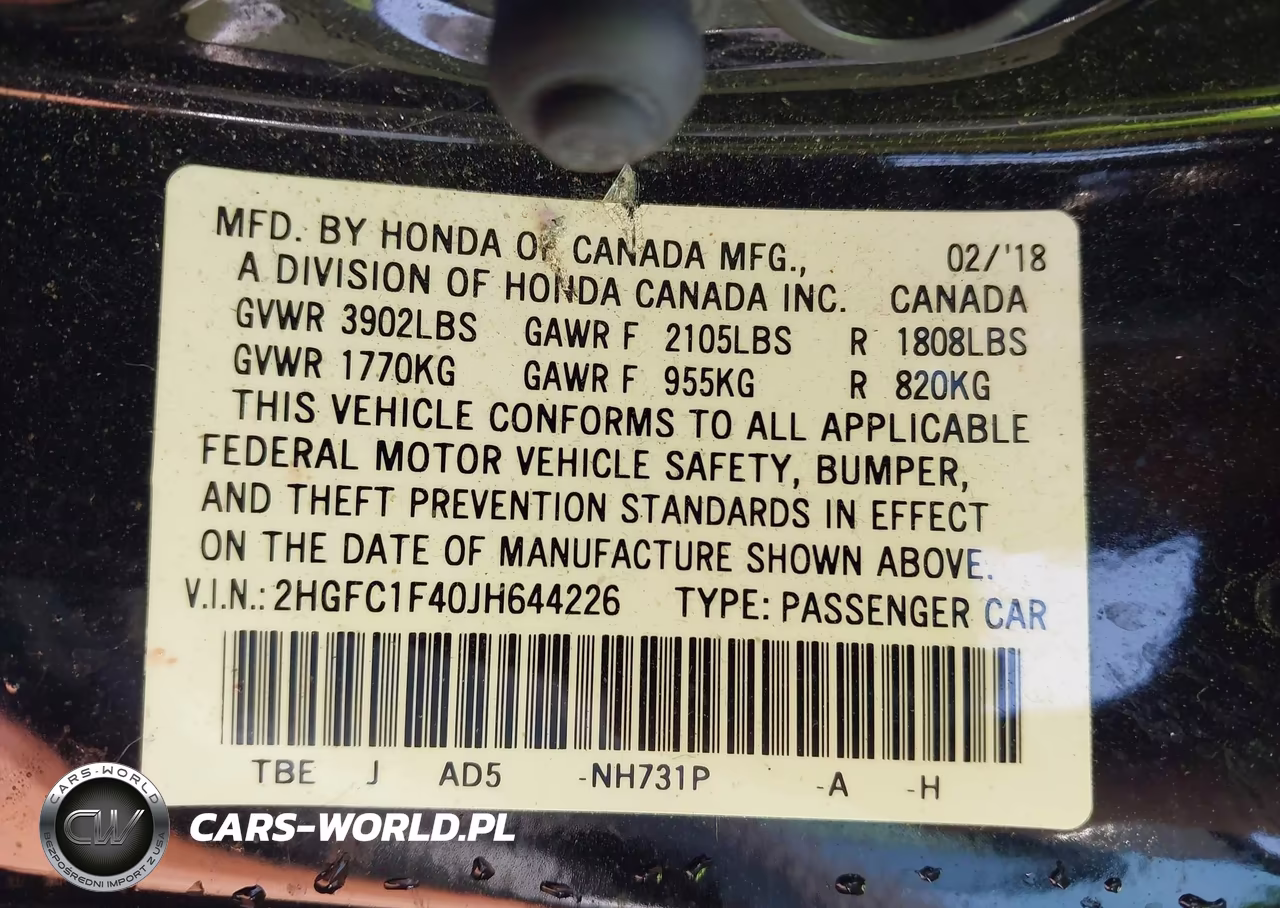 2018 Honda Civic Ex-T VIN:2HGFC1F40JH644226 - 9