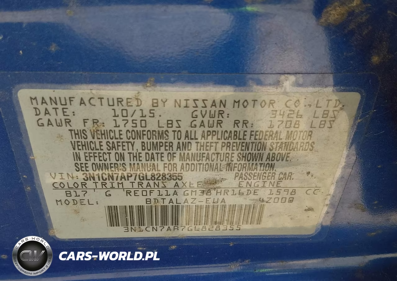2016 Nissan Versa 1.6 S+ VIN:3N1CN7AP7GL828355 - 9