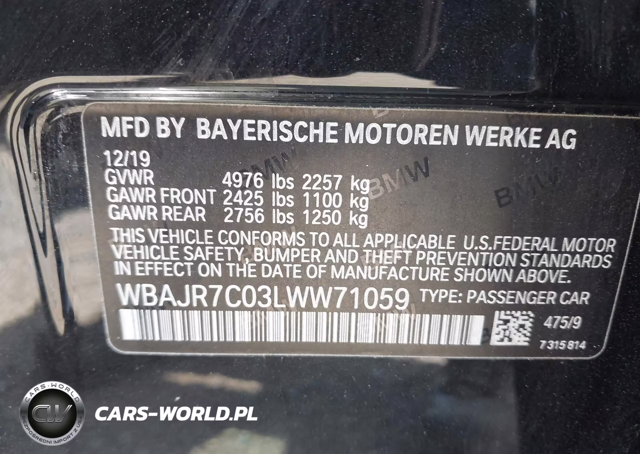 2020 BMW 530I xDrive VIN:WBAJR7C03LWW71059 - 9
