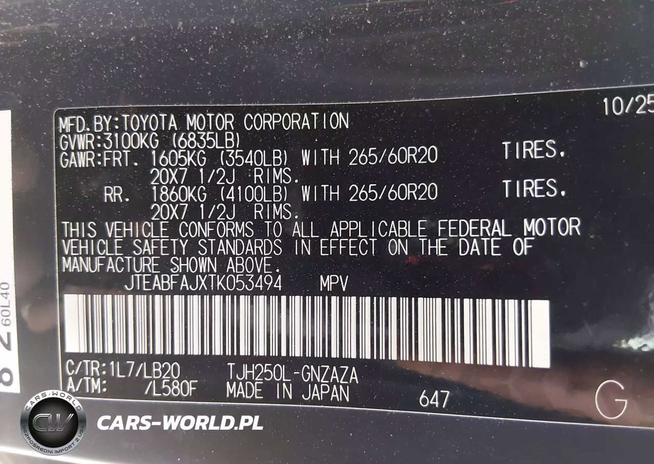 2026 Toyota Land Cruiser VIN:JTEABFAJXTK053494 - 9