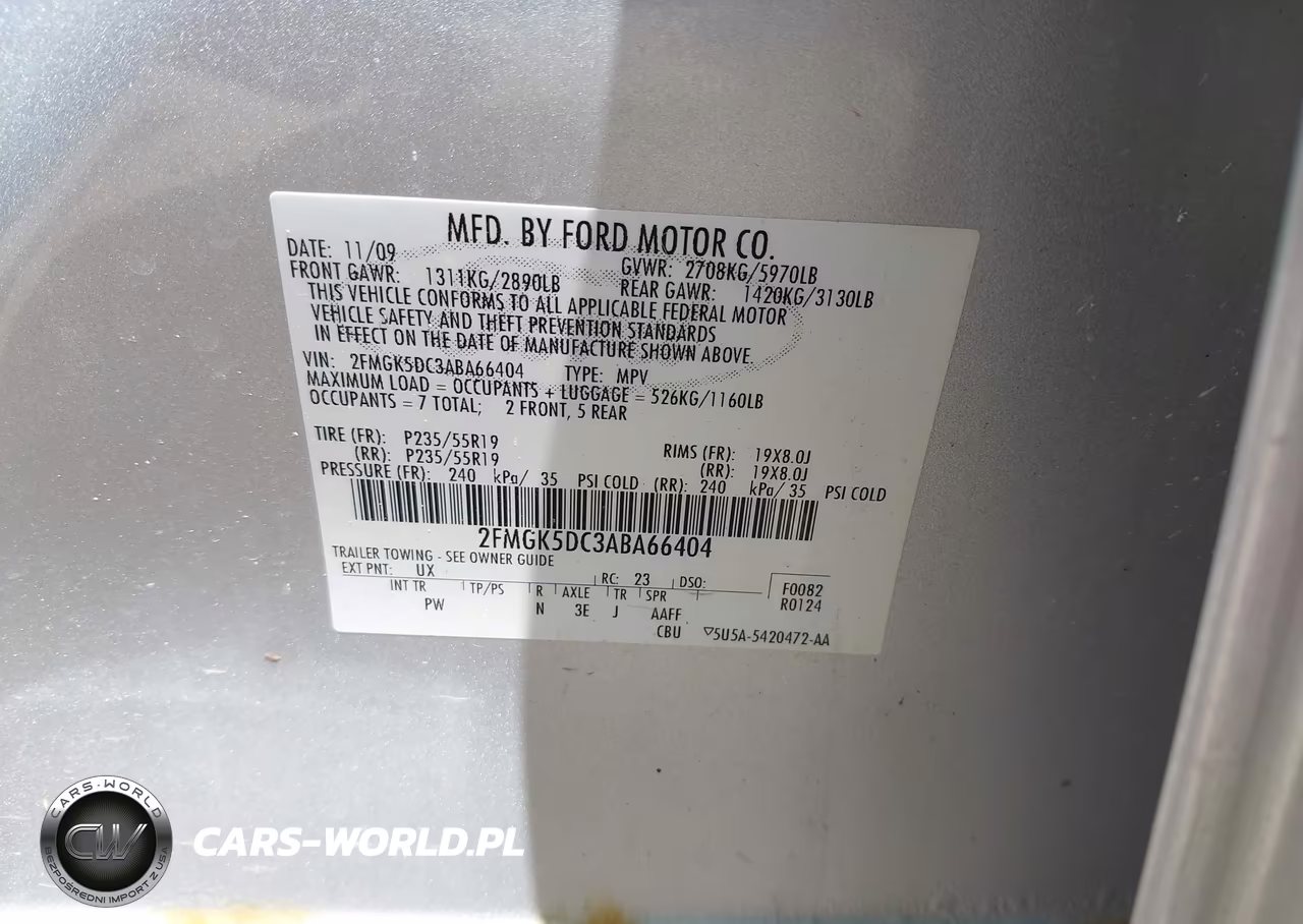 2010 Ford Flex Limited VIN:2FMGK5DC3ABA66404 - 9