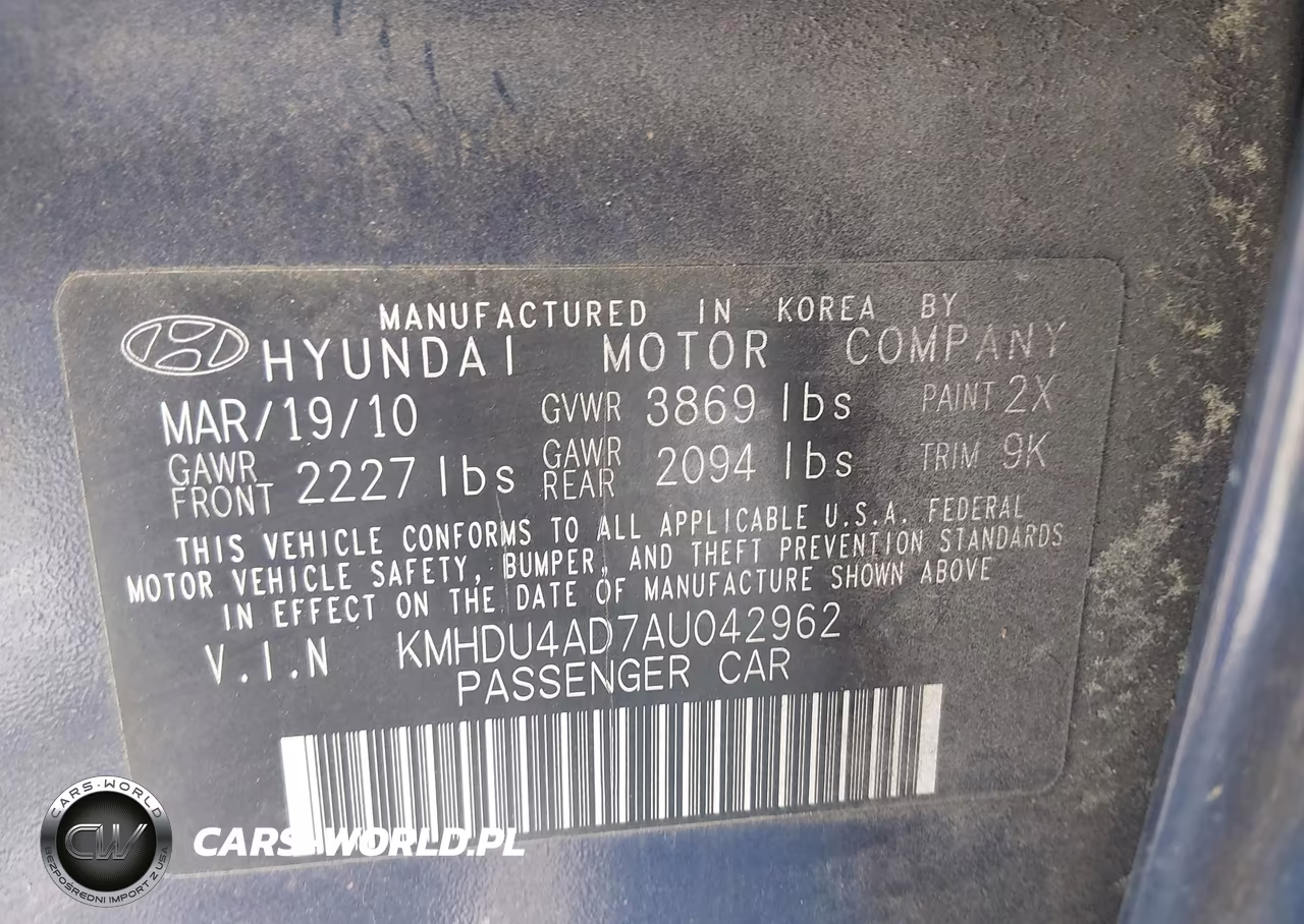2010 Hyundai Elantra Gls VIN:KMHDU4AD7AU042962 - 9