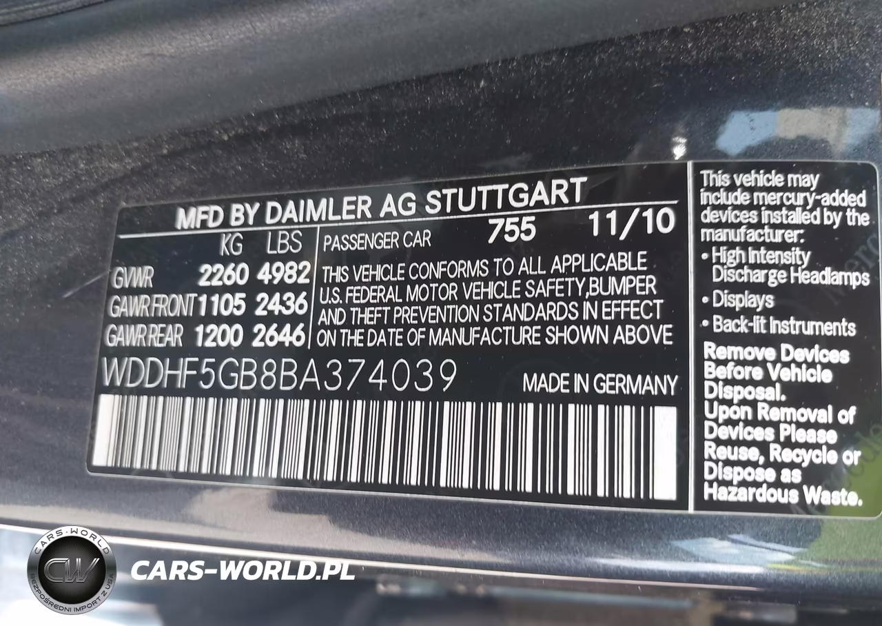 2011 Mercedes-Benz E 350 VIN:WDDHF5GB8BA374039 - 9