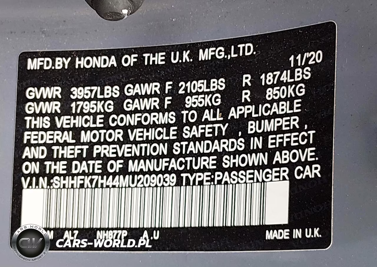 2021 Honda Civic Sport VIN:SHHFK7H44MU209039 - 9