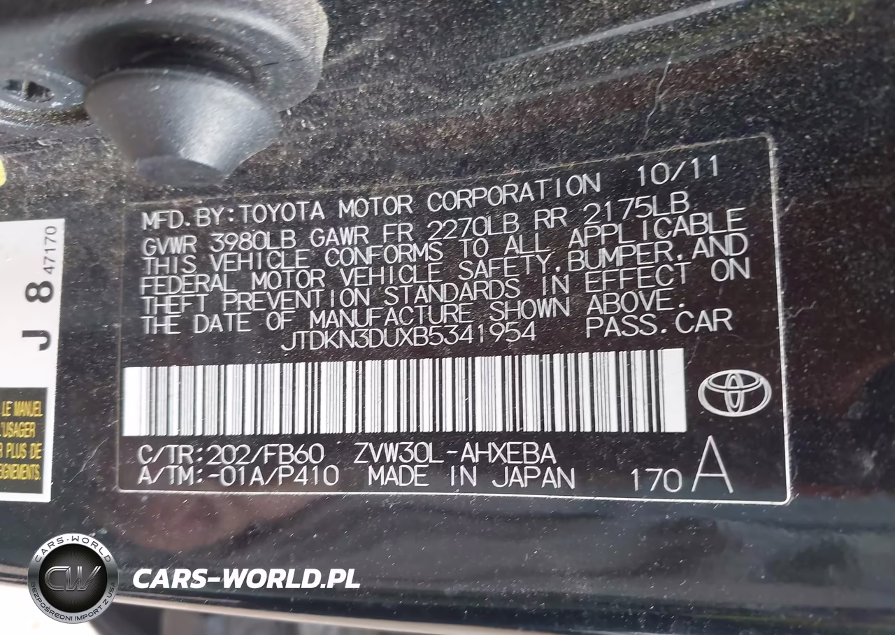 2011 Toyota Prius Two VIN:JTDKN3DUXB5341954 - 9