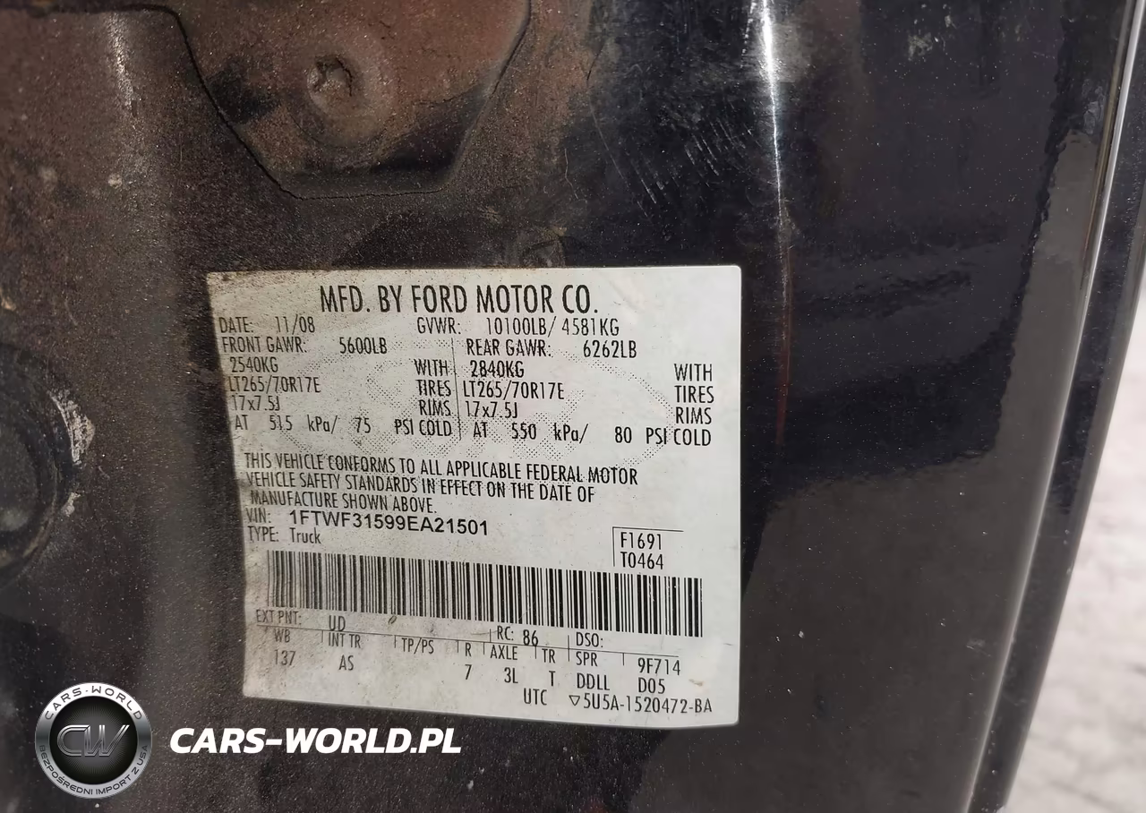 2009 Ford F-350 VIN:1FTWF31599EA21501 - 8