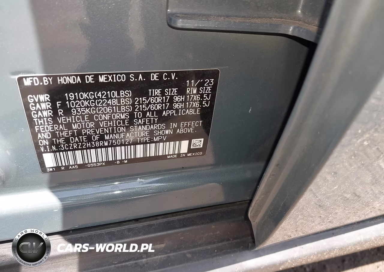 2024 Honda Hr-V Awd Lx VIN:3CZRZ2H38RM750127 - 9