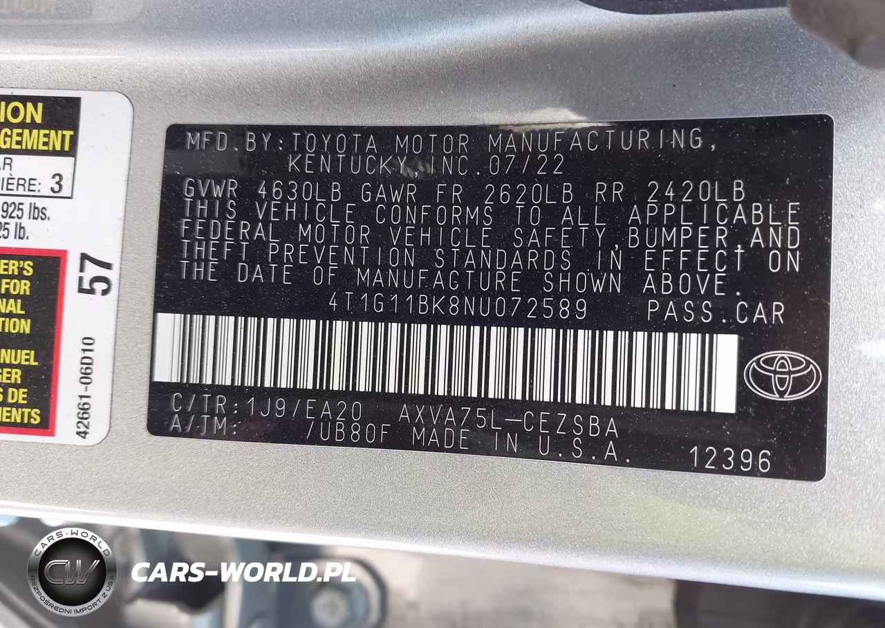 2022 Toyota Camry Se Awd VIN:4T1G11BK8NU072589 - 9