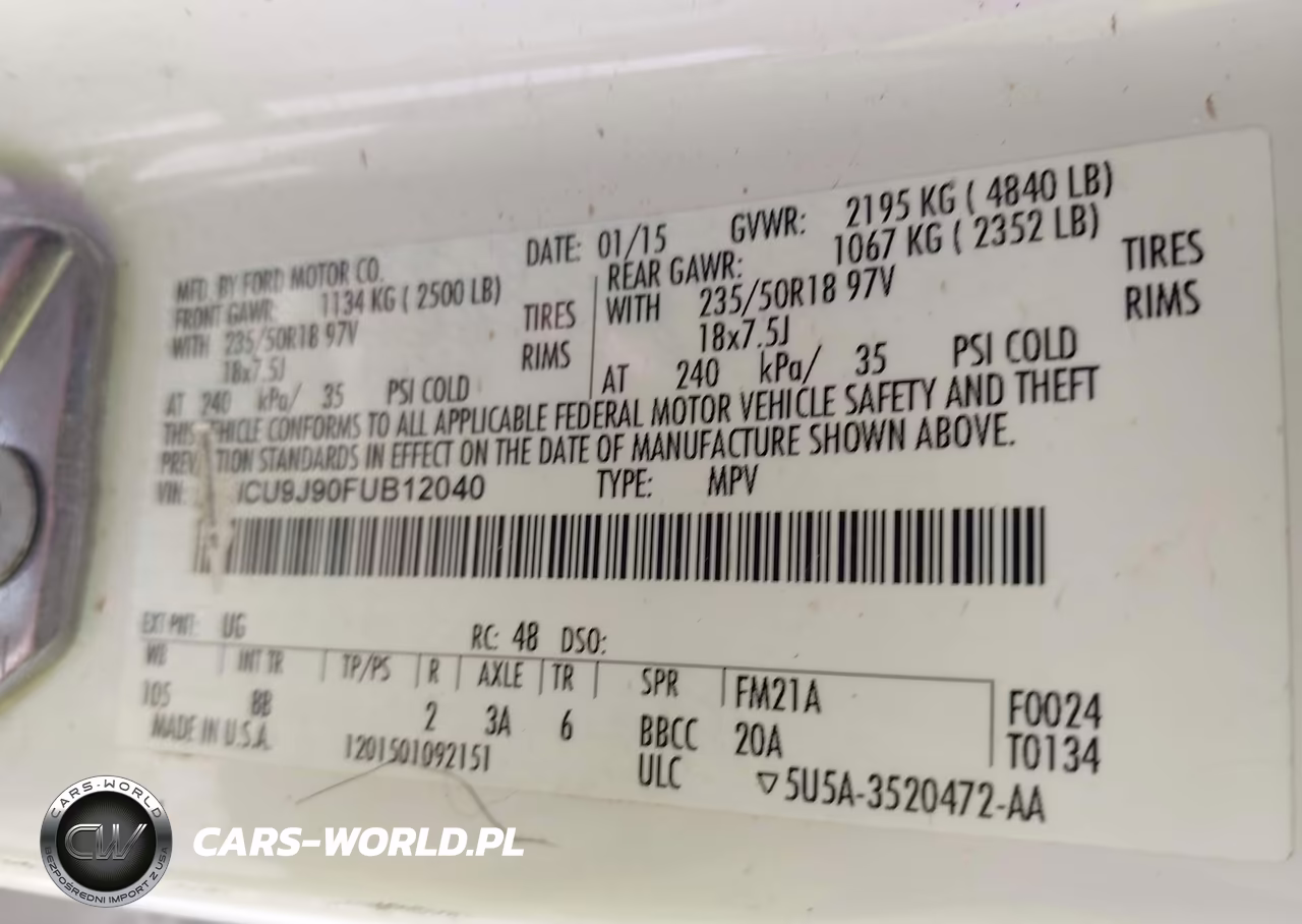 2015 Ford Escape Titanium VIN:1FMCU9J90FUB12040 - 9
