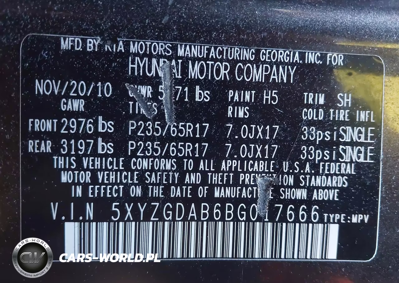 2011 Hyundai Santa Fe Gls VIN:5XYZGDAB6BG017666 - 9