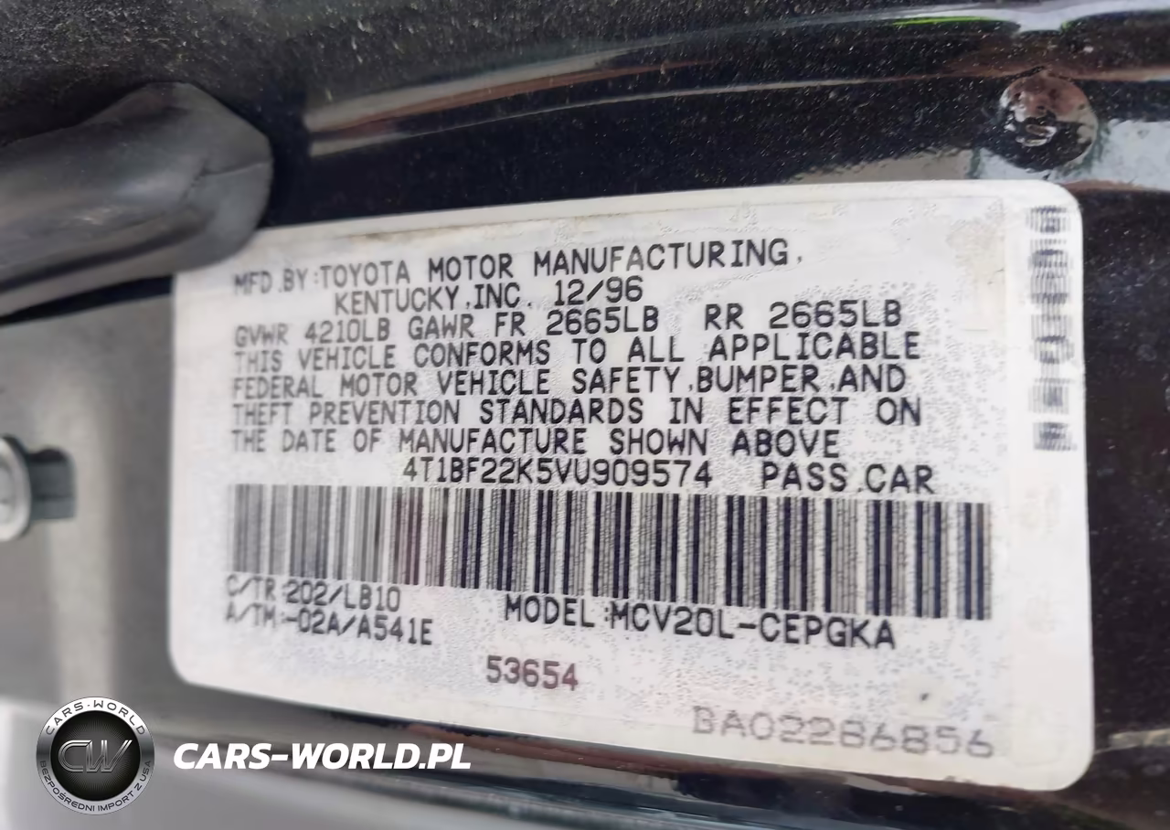1997 Toyota Camry Xle V6 VIN:4T1BF22K5VU909574 - 9