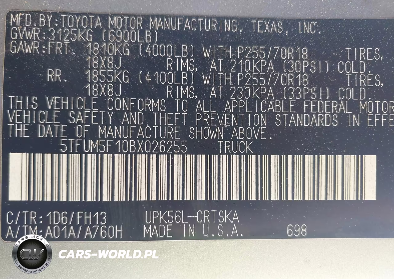 2011 Toyota Tundra Grade 4.6L V8 VIN:5TFUM5F10BX026255 - 9
