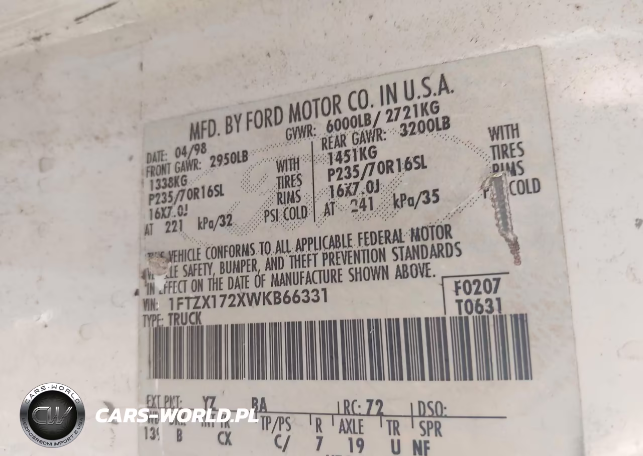 1998 Ford F-150 Standard-Xl-Xlt VIN:1FTZX172XWKB66331 - 9