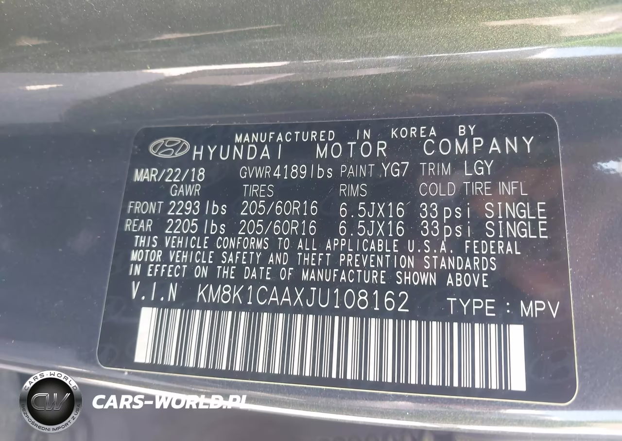 2018 Hyundai Kona Se VIN:KM8K1CAAXJU108162 - 9