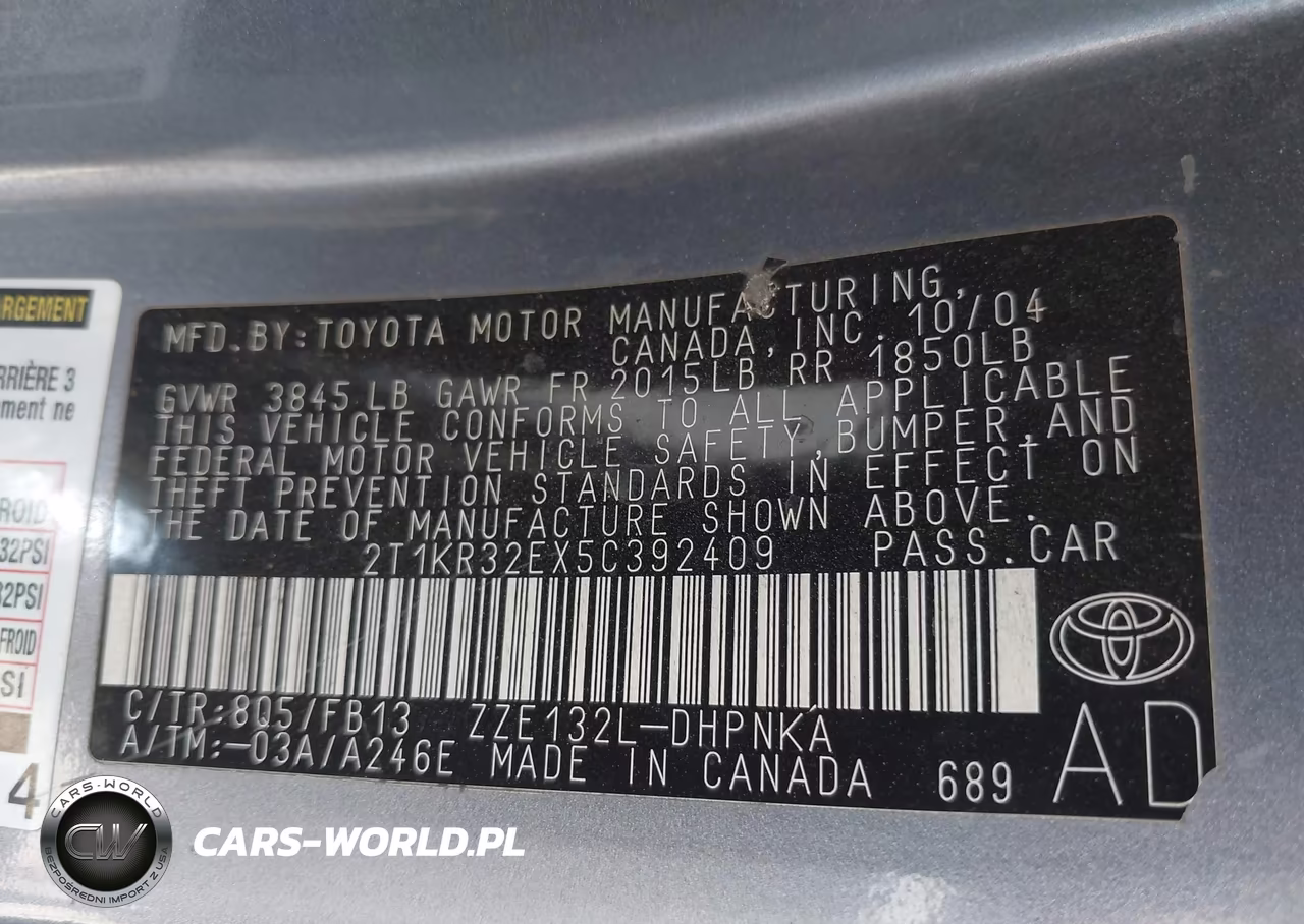 2005 Toyota Matrix Xr VIN:2T1KR32EX5C392409 - 9