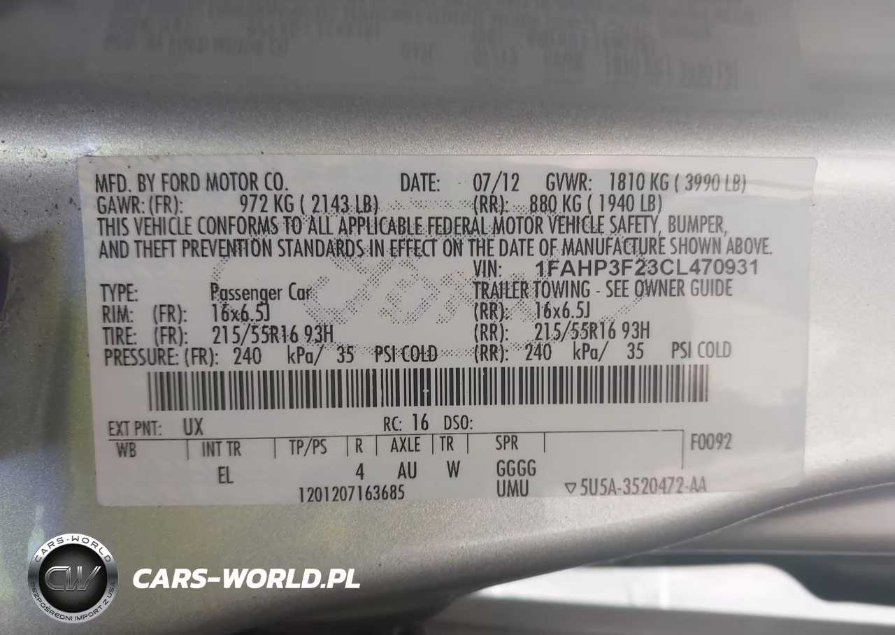 2012 Ford Focus Se VIN:1FAHP3F23CL470931 - 9