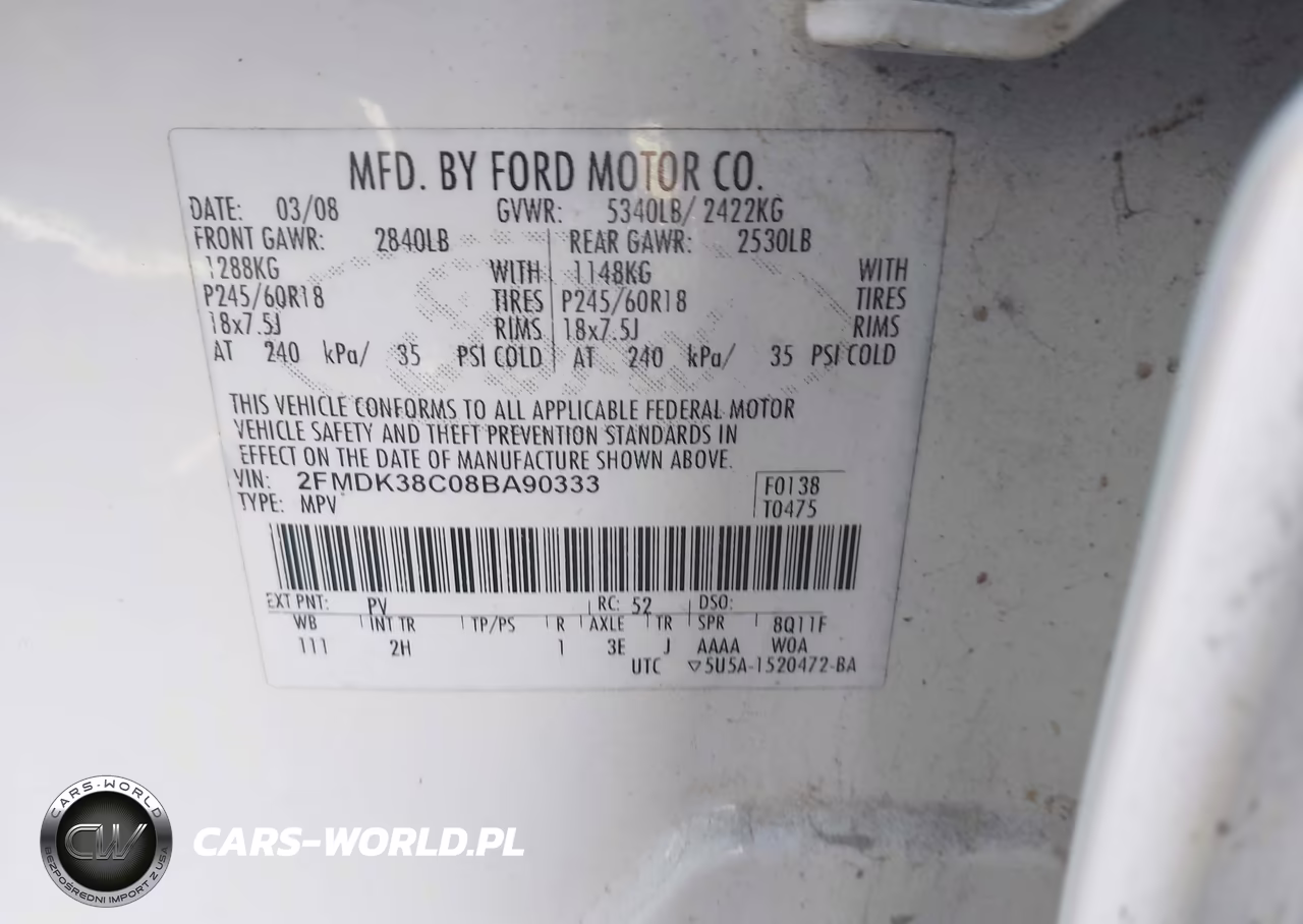2008 Ford Edge Sel VIN:2FMDK38C08BA90333 - 9