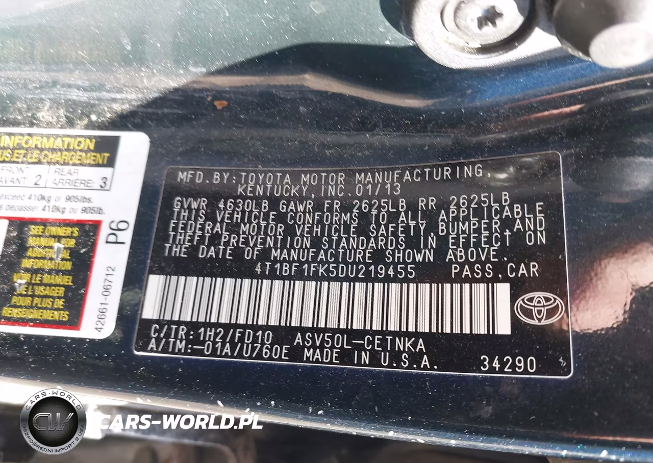 2013 Toyota Camry Le VIN:4T1BF1FK5DU219455 - 9