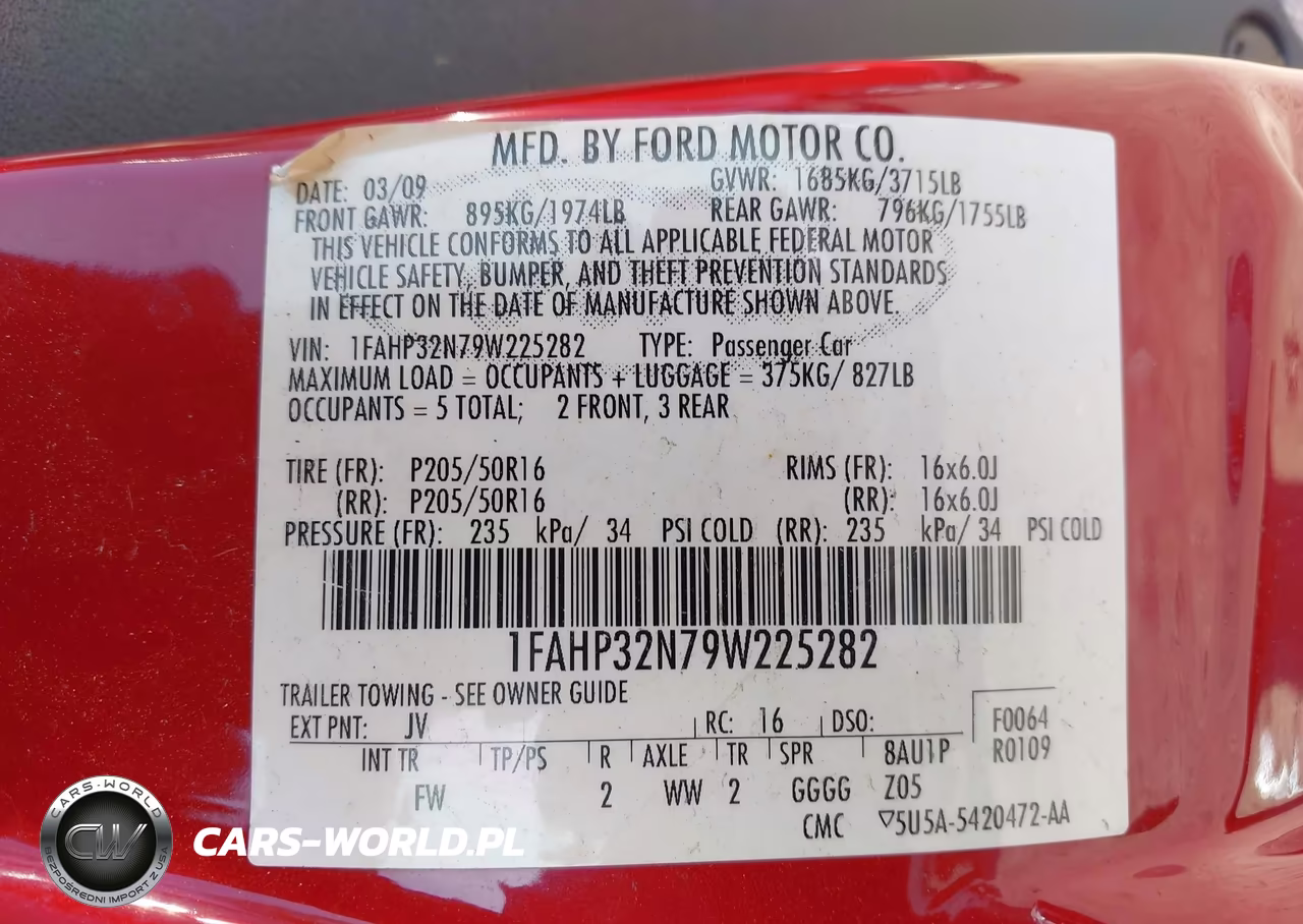2009 Ford Focus Se VIN:1FAHP32N79W225282 - 9