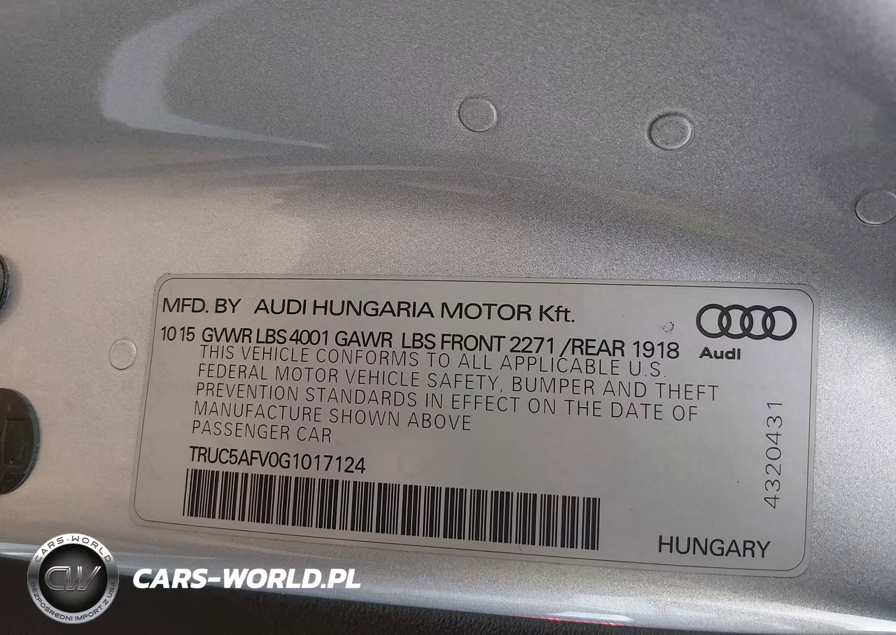 2016 Audi Tt 2.0T VIN:TRUC5AFV0G1017124 - 9
