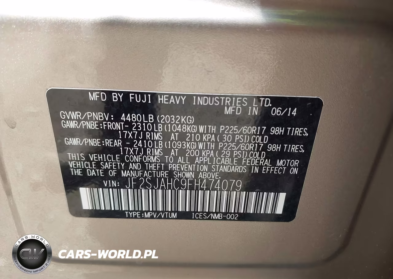 2015 Subaru Forester 2.5I Limited VIN:JF2SJAHC9FH474079 - 9
