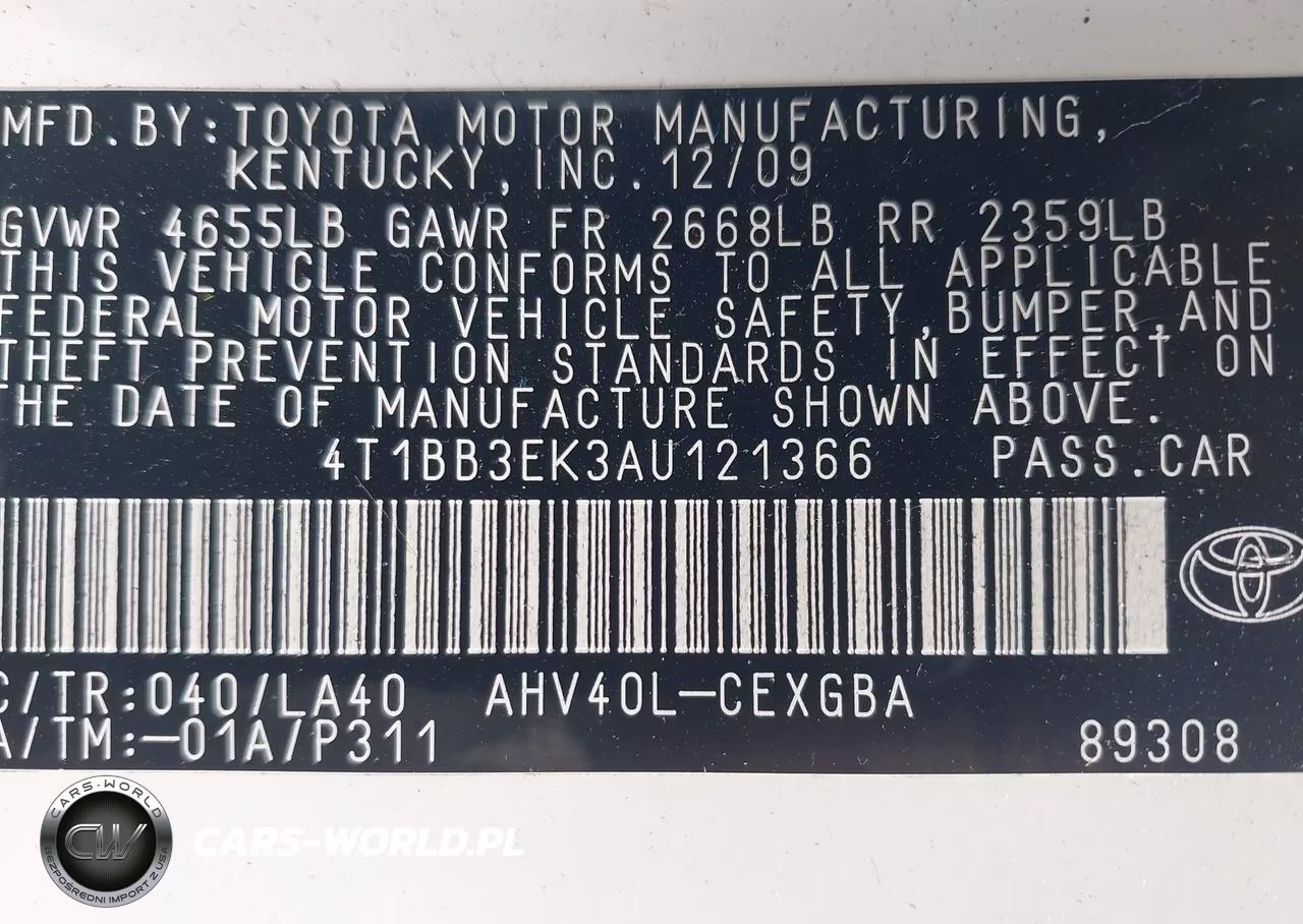2010 Toyota Camry Hybrid VIN:4T1BB3EK3AU121366 - 9