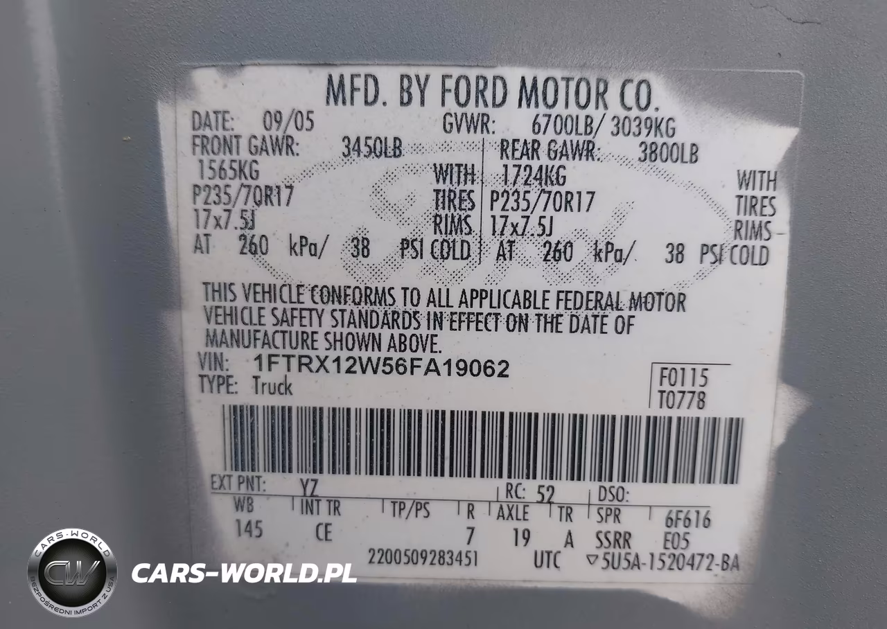 2006 Ford F-150 Stx-Xl-Xlt VIN:1FTRX12W56FA19062 - 9