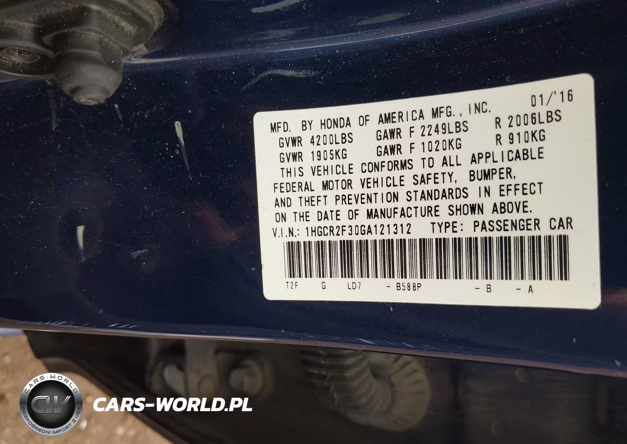 2016 Honda Accord Lx VIN:1HGCR2F30GA121312 - 9