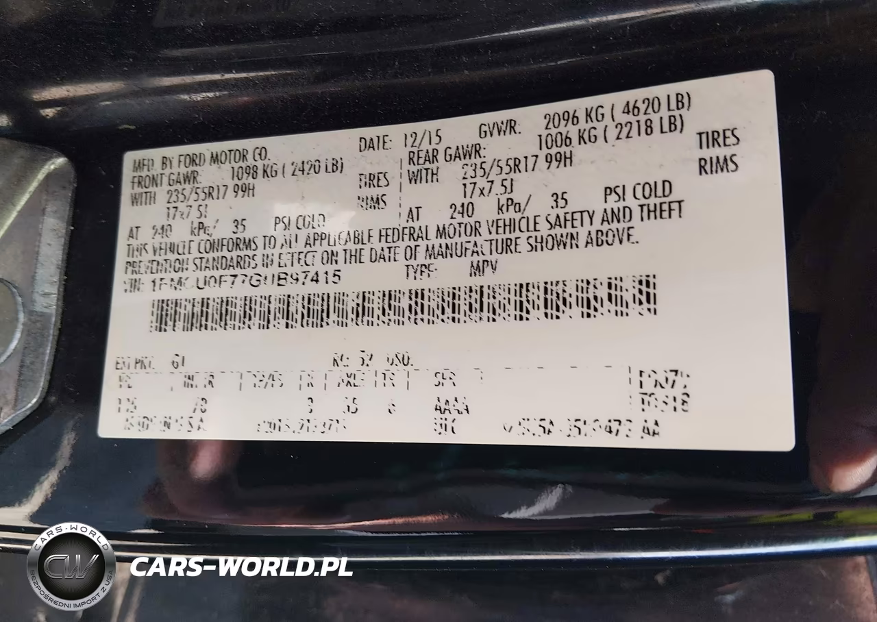 2016 Ford Escape S VIN:1FMCU0F77GUB97415 - 9