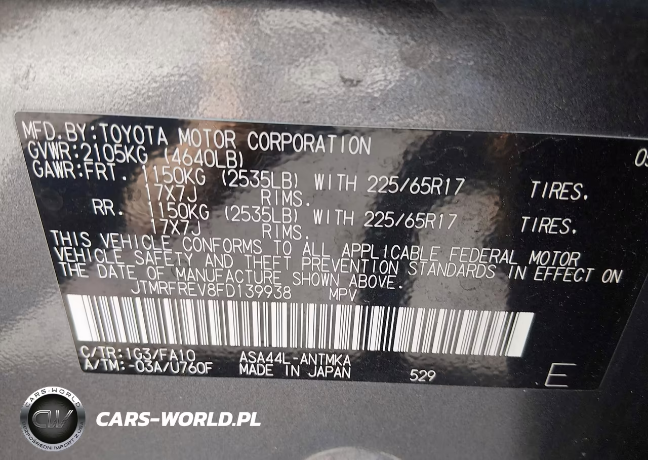 2015 Toyota Rav4 Xle VIN:JTMRFREV8FD139938 - 9