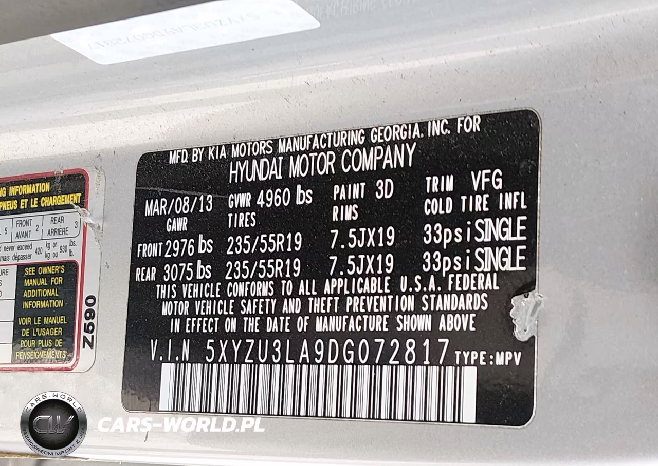 2013 Hyundai Santa Fe Sport 2.0T VIN:5XYZU3LA9DG072817 - 9