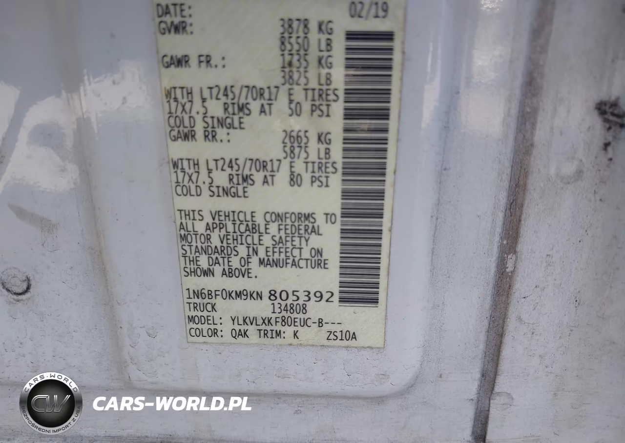 2019 Nissan Nv Cargo Nv1500 Sv V6 VIN:1N6BF0KM9KN805392 - 9