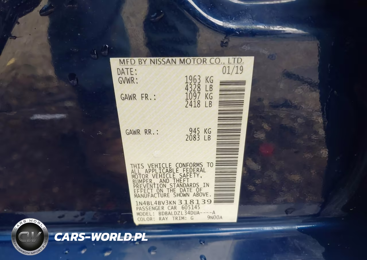 2019 Nissan Altima 2.5 S VIN:1N4BL4BV3KN318139 - 9