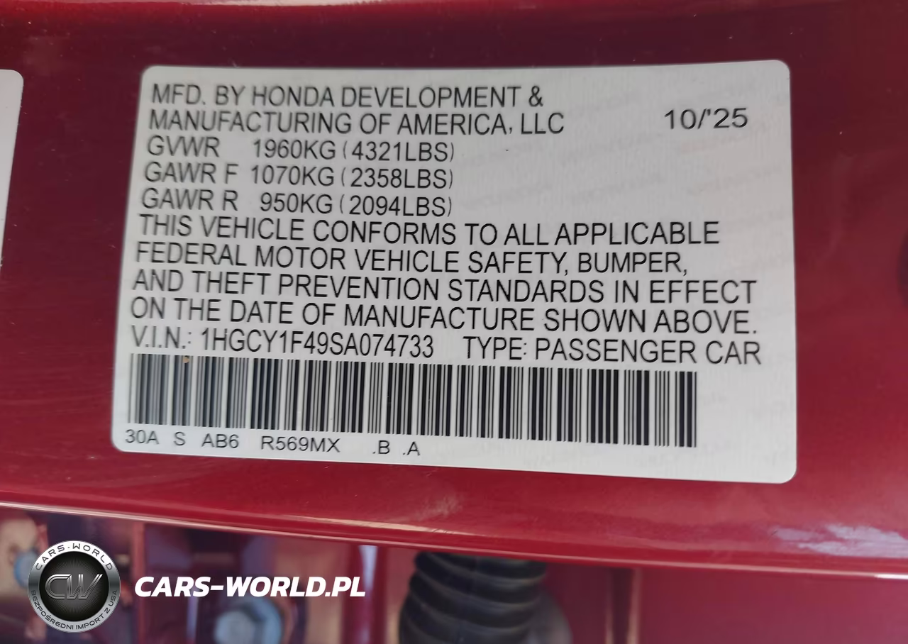 2025 Honda Accord Se VIN:1HGCY1F49SA074733 - 9